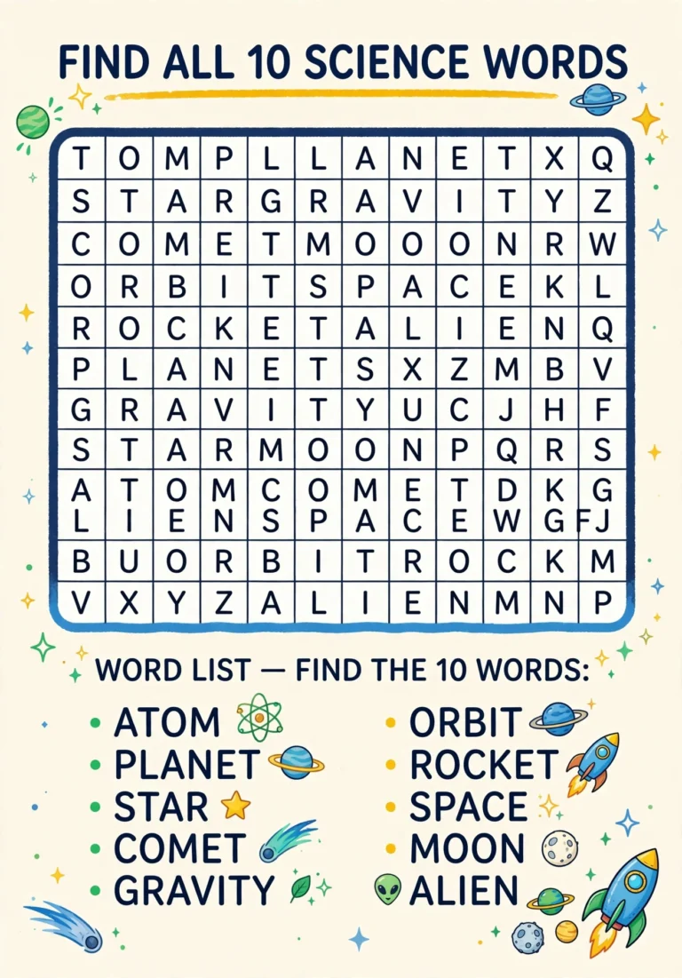 Science Word Search — Free Printable