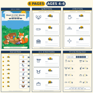 Short O CVC Words Phonics Pack — Free Printable Pack