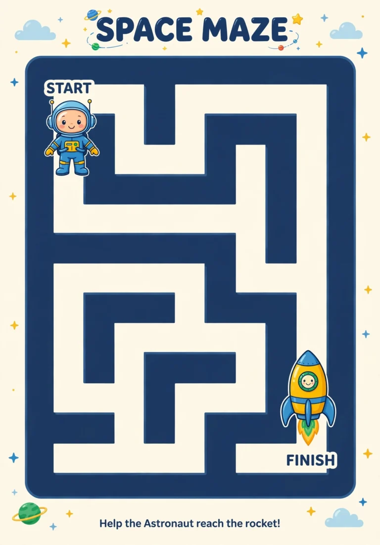 Space Maze: Help the Astronaut — Free Printable