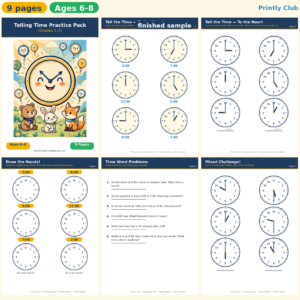 Telling Time Practice Pack (Grades 1-2) — Free Printable Pack