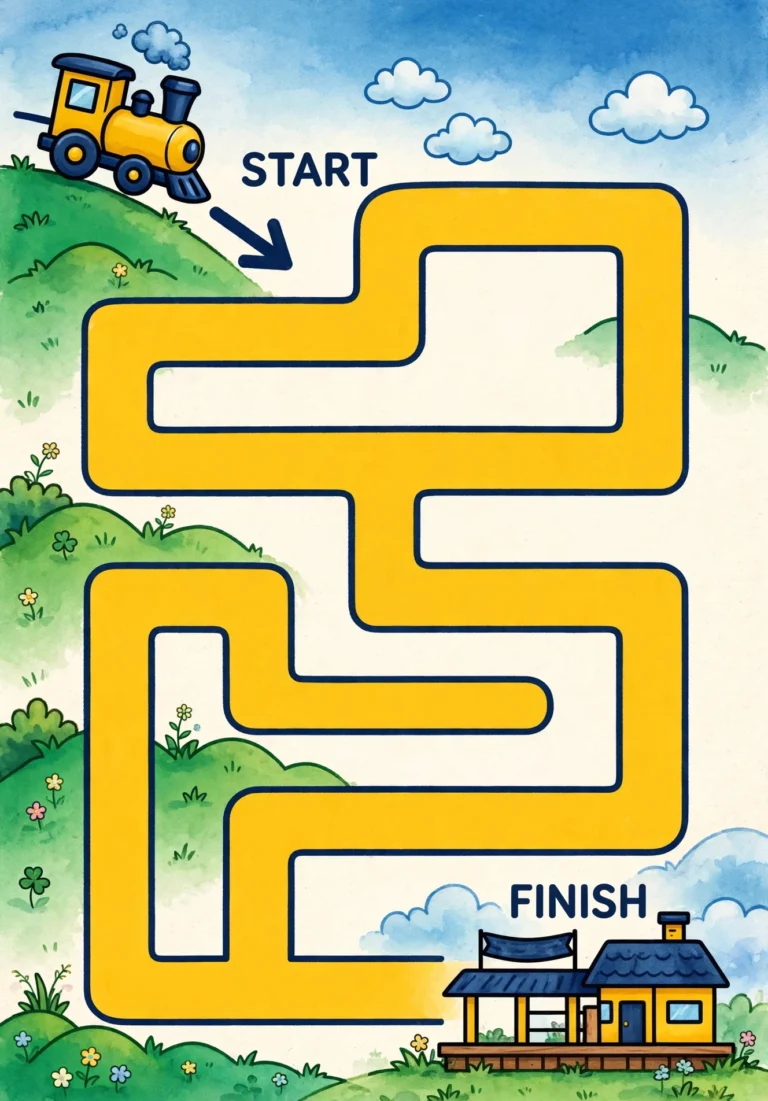 Train Maze for Preschoolers — Free Printable