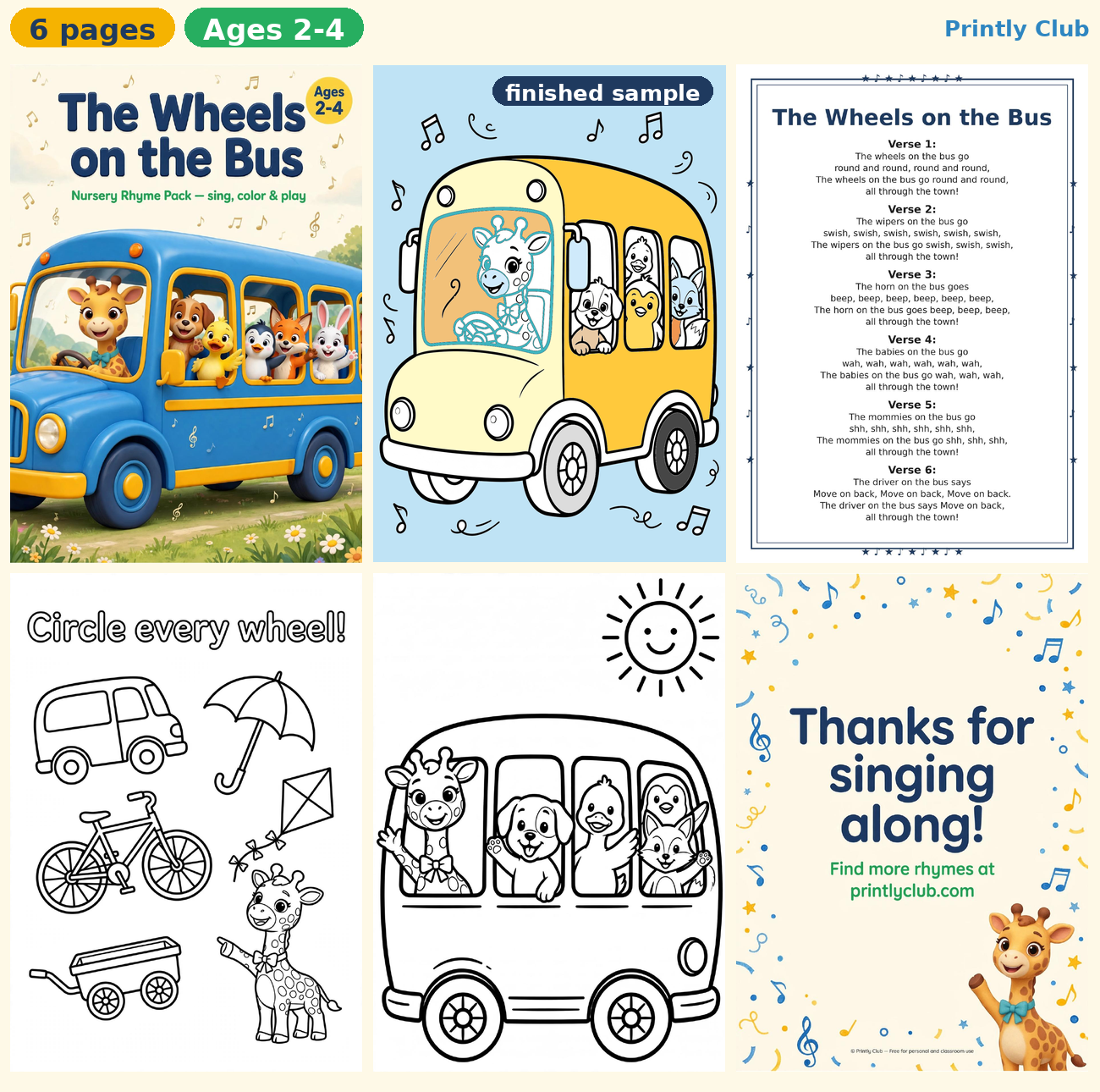 The Wheels on the Bus — Free Printable Pack