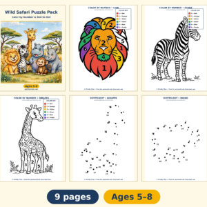 Wild Safari Puzzle Pack — Free Printable Pack