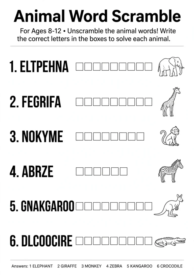 Animal Word Scramble