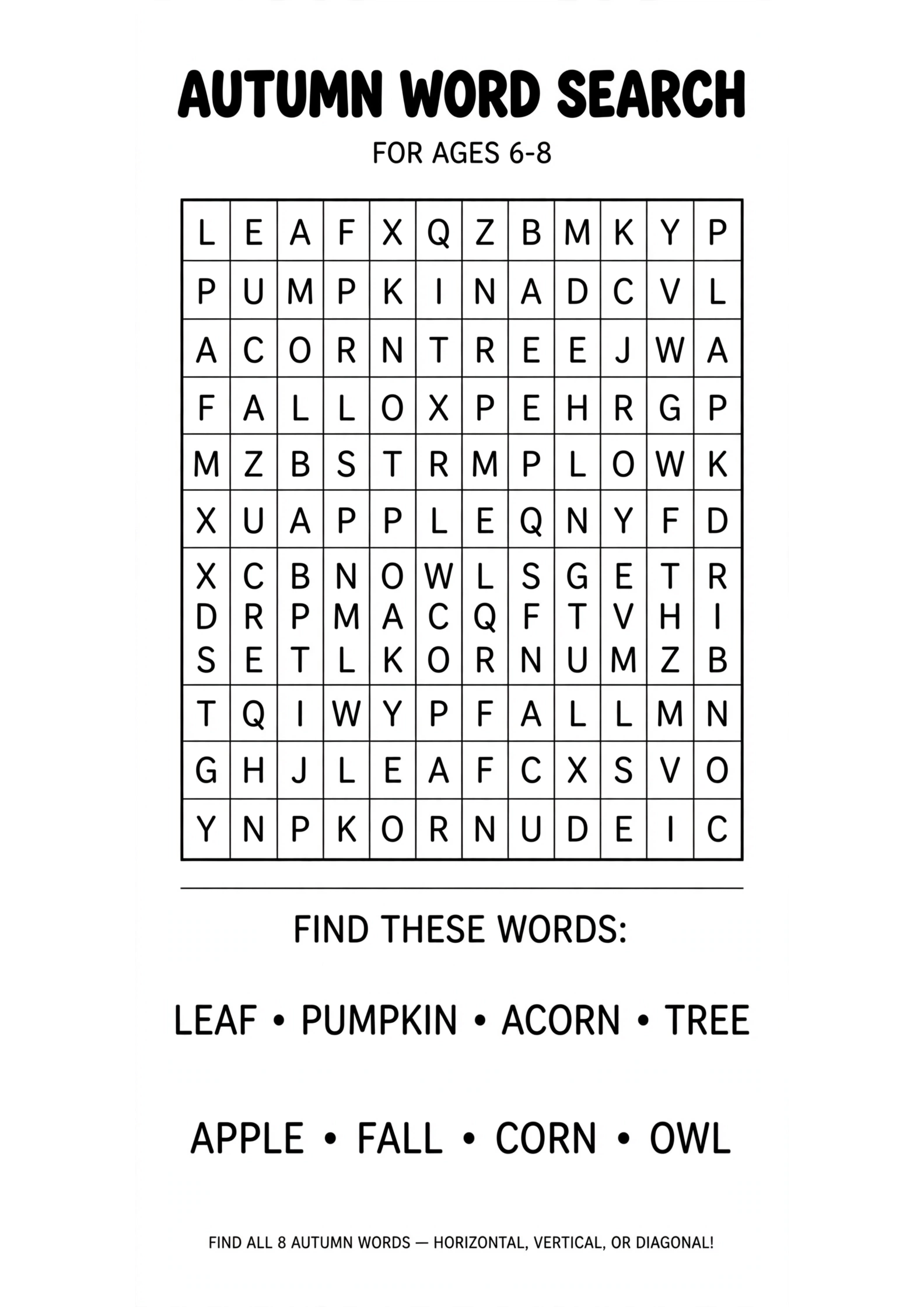 Autumn Word Search