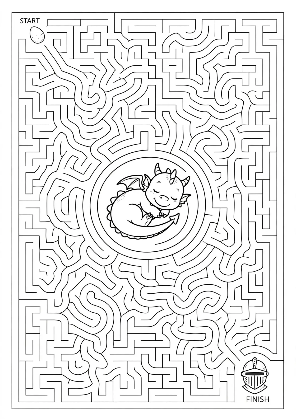 Baby Dragon Hard Maze — Free Printable