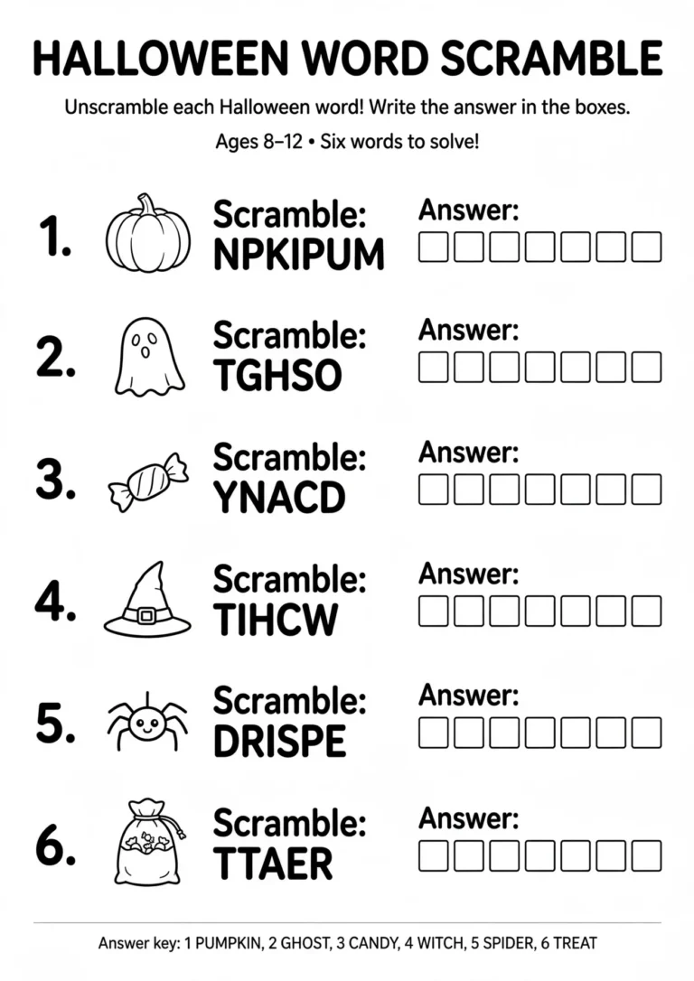 Halloween Word Scramble — Free Printable
