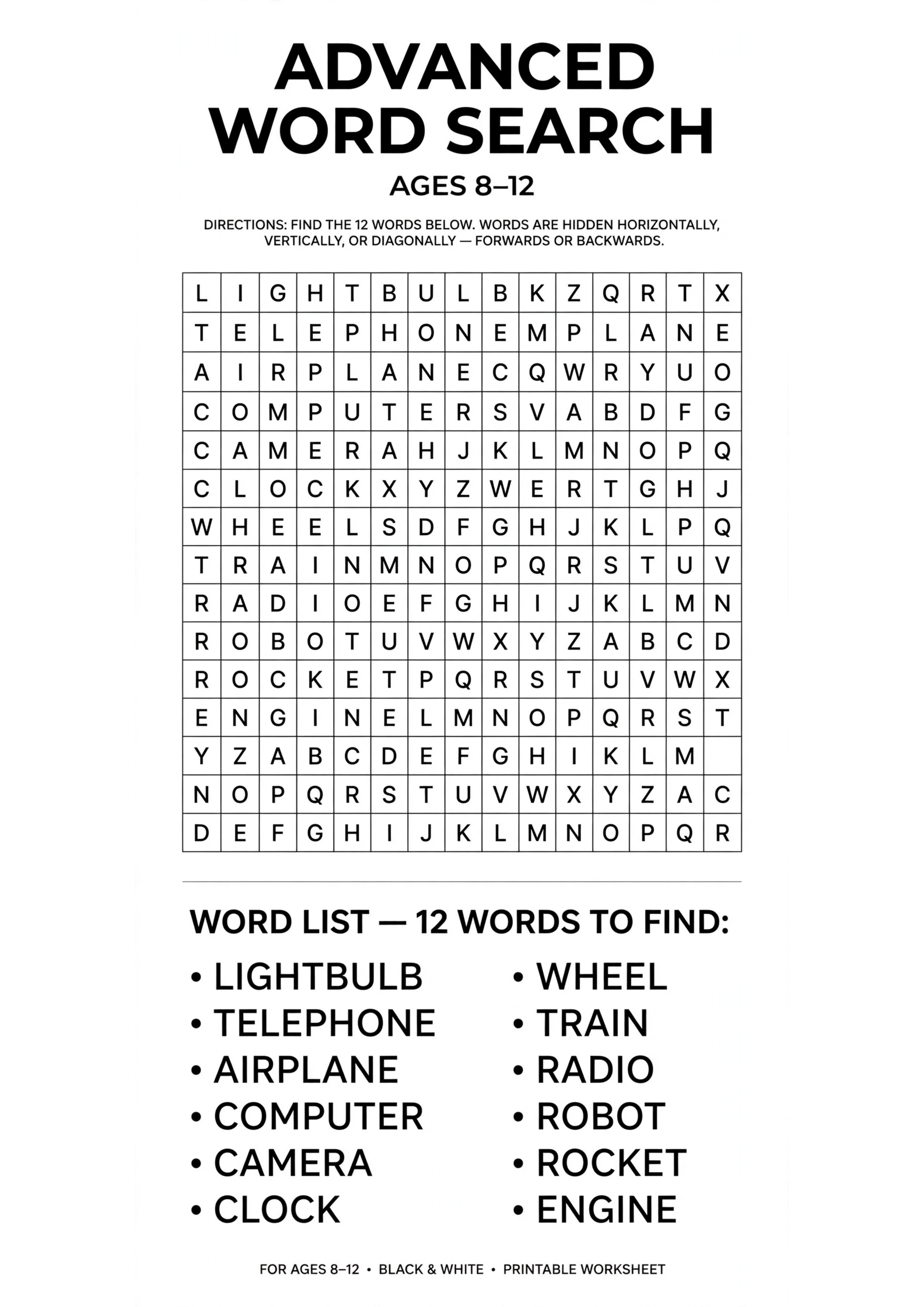Inventions Word Search