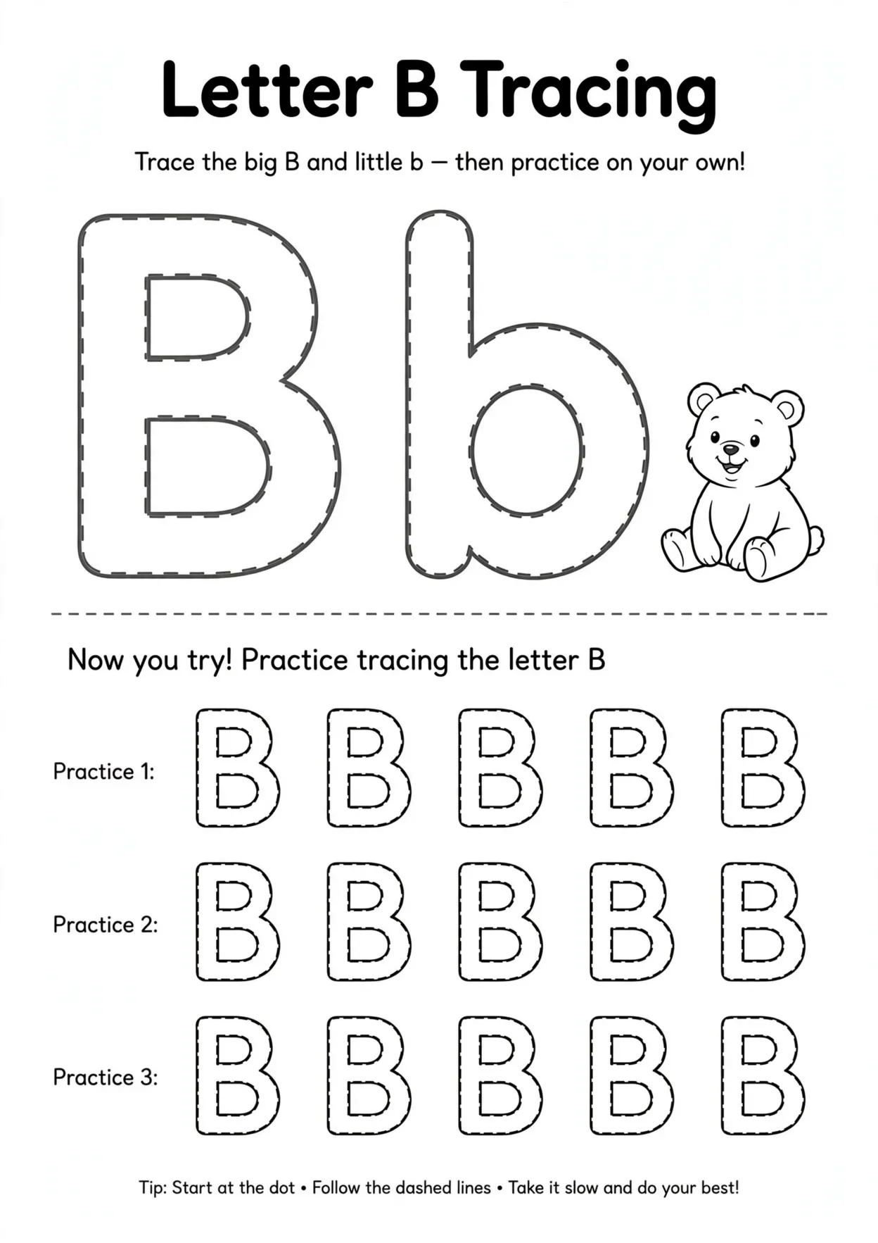 Letter B Tracing Worksheet