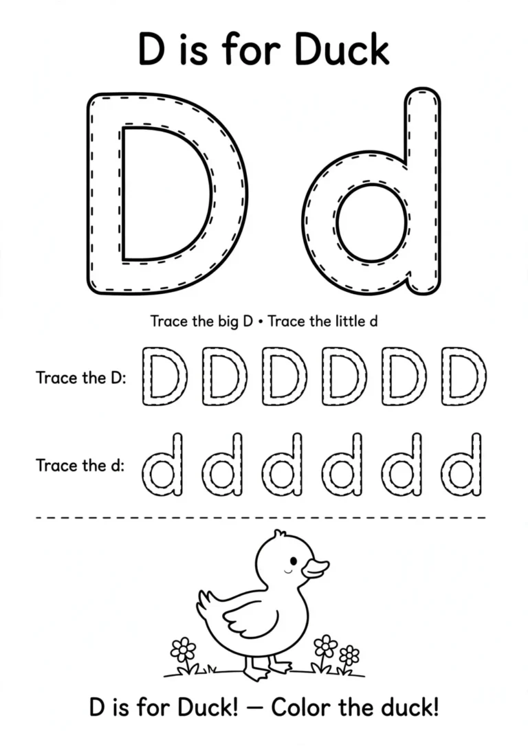 Letter D Tracing Worksheet — Free Printable