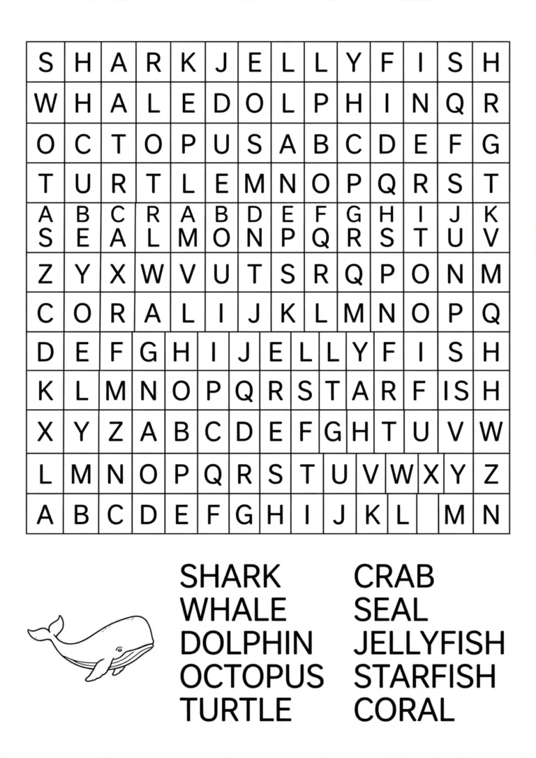 Ocean Animals Word Search
