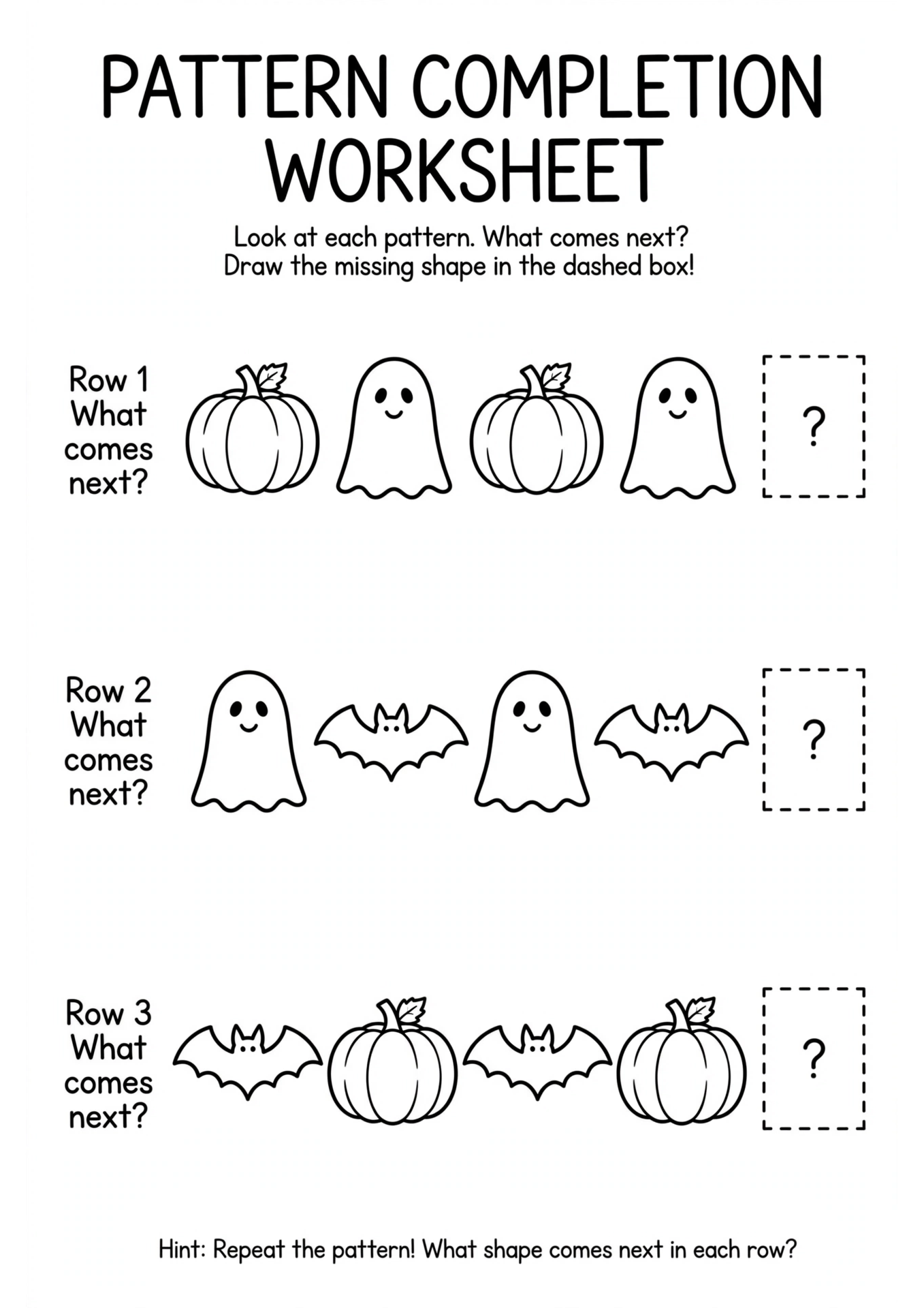 Pumpkin pattern worksheet