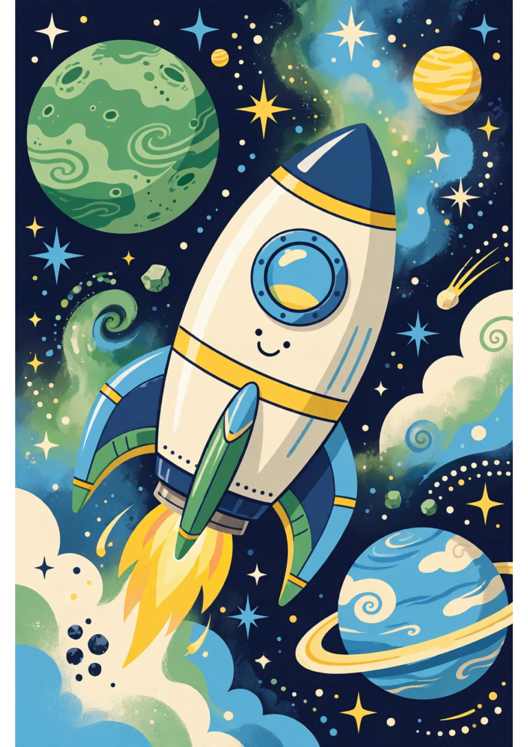 Rocket Multiplication Color-by-Number — Free Printable