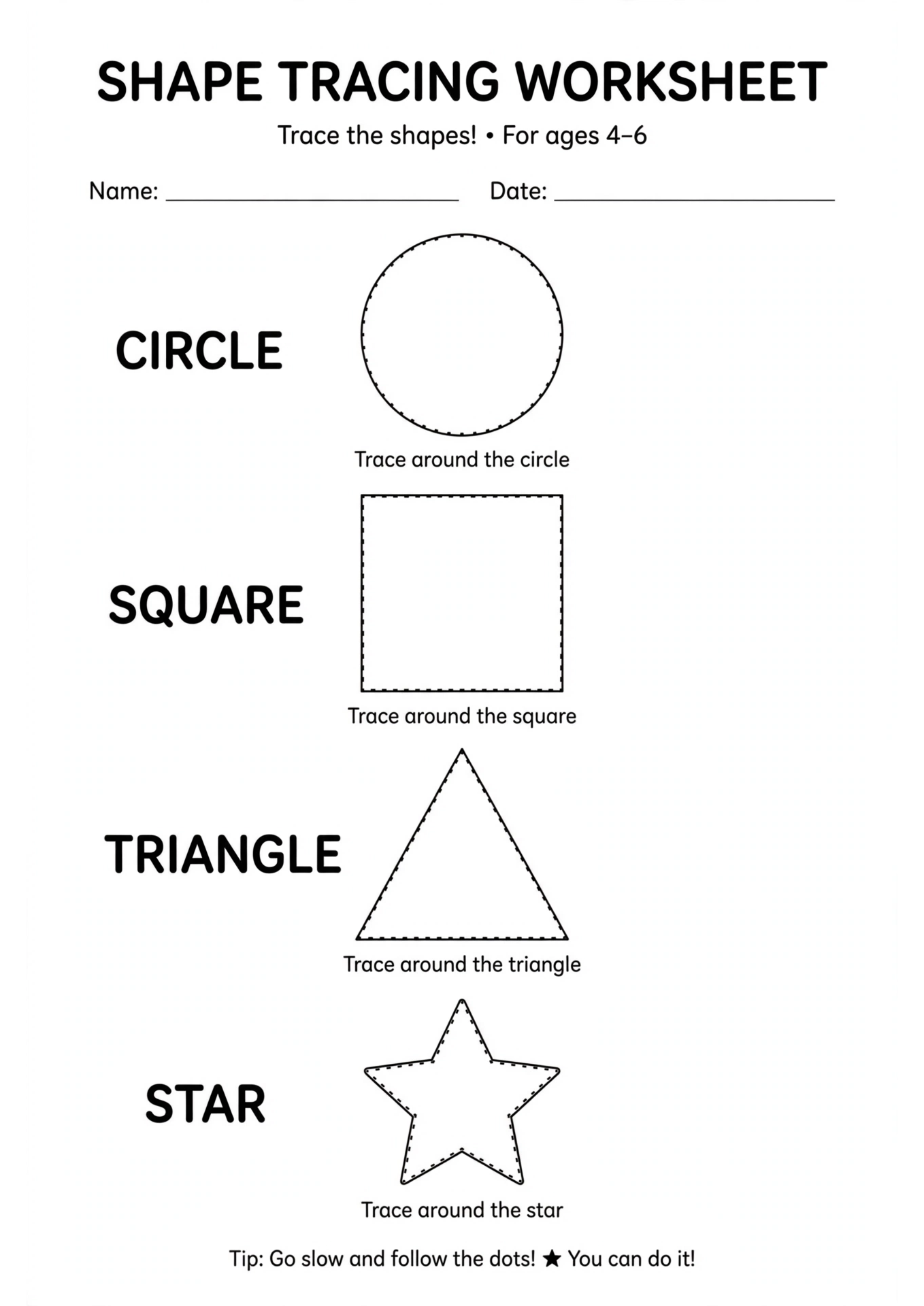 Shapes Tracing Worksheet