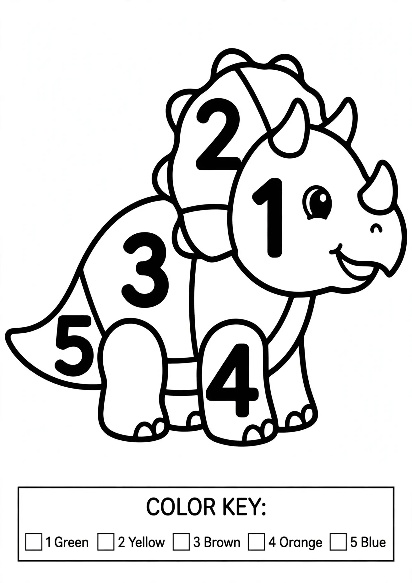 Triceratops Color-by-Number Worksheet